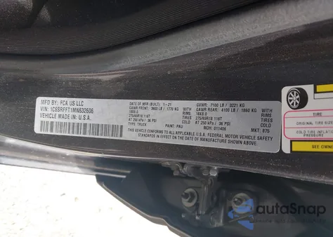 2021 Ram 1500 Big Horn 4X4 5'7 Box from USA, damaged, VIN 1C6SRFFT1MN632606